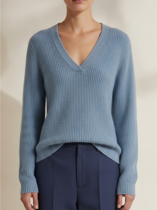 Vince Sweaters - Vince Womens Sweater Sz S Wool-Cashmere Blend Soft Cozy Pull Shaker Stitch Blue